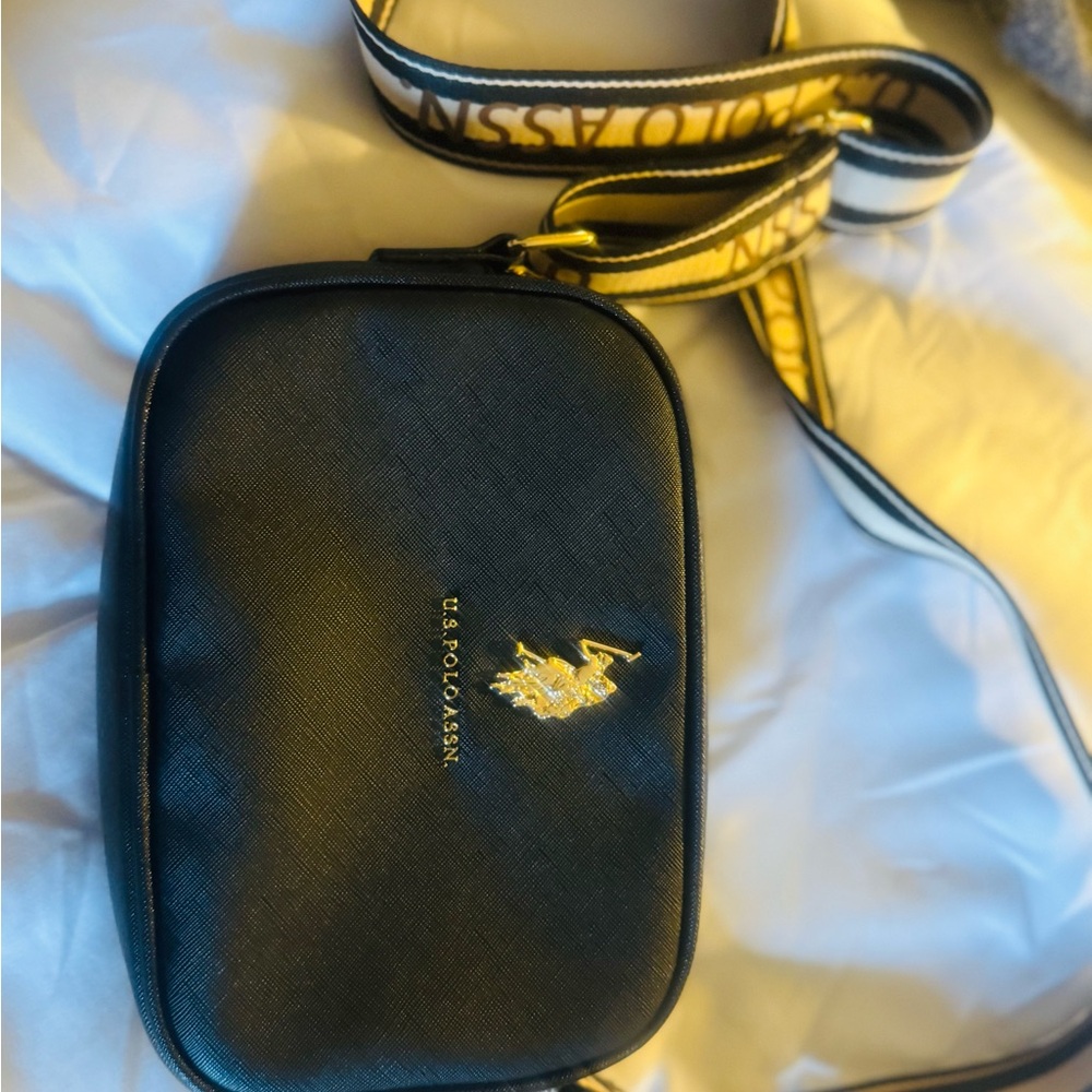 U.S. Polo Assn. Black Belt Bag with Gold Logo